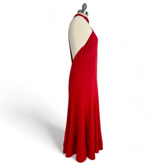 Maeve Anthropologie Halter Flounced Midi Dress Red Womens Size M Petite New - Picture 3 of 14